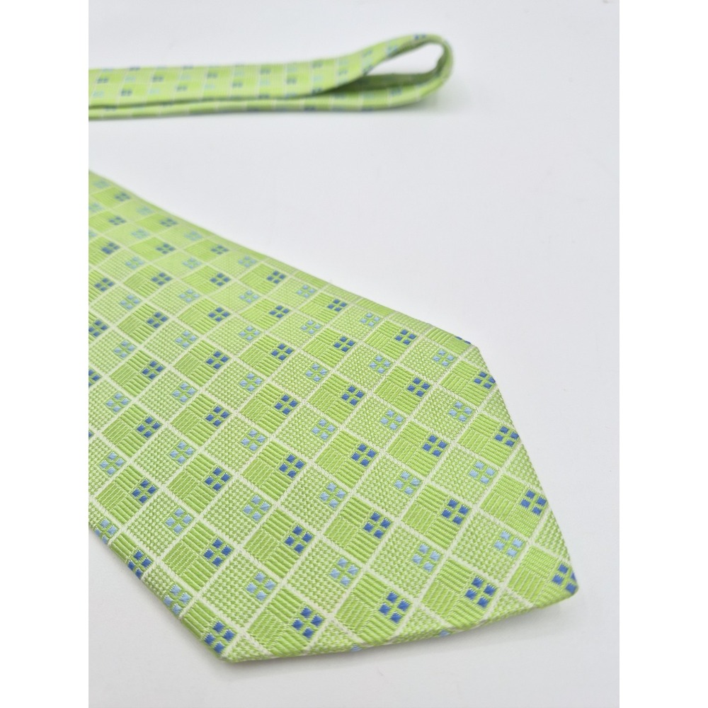 Brooks Brothers 346 Men's Silk Tie Made In USA 60x3.75 Green Geometric